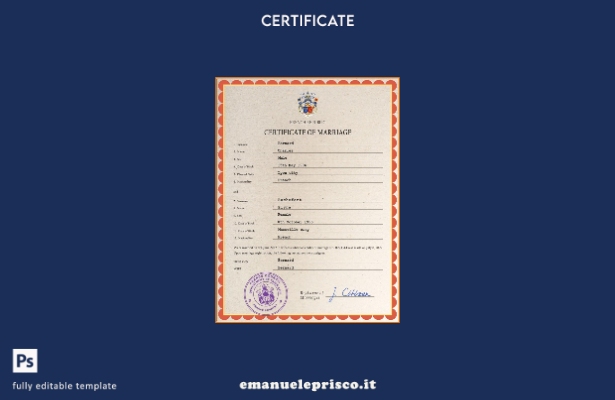 modello PSD di certificato di matrimonio francese in stile verificato